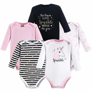 Hudson Baby Long Sleeve Bodysuits, 5-Pack, Sparkle Unicorn - Picture 1 of 1