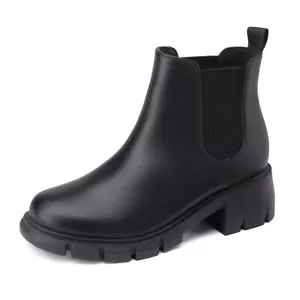 Athlefit Ankle Boot Slip on Lug Sole Chelsea Booties for little kid Black Size 2 - Picture 1 of 6