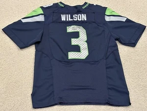 NFL Football SEAHAWKS RUSSELL WILSON AUTOGRAPHED BLUE NIKE 44 Not Authenticated - Picture 1 of 13