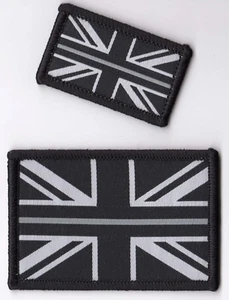 Parche de insignia tejida oficial de prisión de línea plateada delgada bandera de Union Jack - Imagen 1 de 1