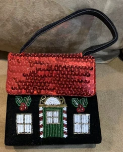 GIRLS HOLIDAY HOME FOR CHRISTMAS PURSE RED SEQUINS & BEADED SUPER CUTE ACCESSORY - Picture 1 of 3