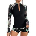 Quick Drying Floral Print Rash Guard Bathing Suit For Women Surfing Wetsuit