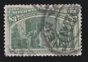 US 243 $3 Columbian Expo Used with PSAG Cert Graded 85  SCV $1600 - Picture 1 of 3