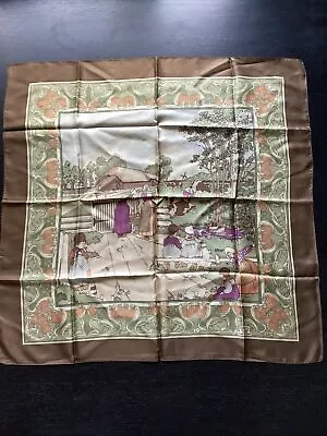 Vintage Liberty 100% Silk Farm Scene Scarf, Approx 23” x 23”, Very Good Conditio - Image 1 of 4