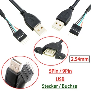 Computer Hauptplatine 2.54mm 5Pin / 9Pin auf USB Stecker / Buchse Adapterkabel - Picture 1 of 10