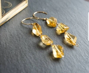 Orecchini in argento sterling 925 con quarzo citrino fatti a mano gioielli re... - Foto 1 di 8