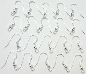 50 (25 Pair) Silver Plated Stainless Steel French Coiled Hook Ear Wires Findings - Picture 1 of 11