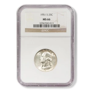 1951S U.S. Silver Washington Quarter Graded by NGC as MS-66. - Picture 1 of 4