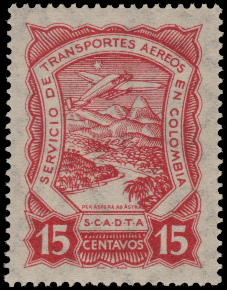 ✔️ COLÔMBIA SCADTA 1923 - AVIÃO SOBRE O RIO - SC. C40 ** MNH [1SCDT31] - Imagem 1 de 1