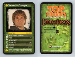 Samwise Gamgee Lord Of The Rings The Fellowship Of The Ring 2002 Top Trumps Card