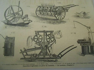 Gravure 1860 - Expo d'agriculture Les Machines - Picture 1 of 1