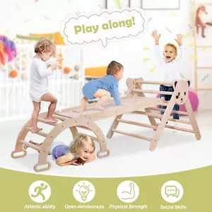 3 in 1 Montessori Kletterdreieck mit Rutsche Kletterbogen Klettergerüst Indoor - Bild 1 von 12