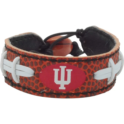 IU Indiana University Hoosiers Leather and Wood Football Bracelet, One Size, NEW Cover