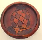 BOWL-WOOD-HAND CARVED-TRINKET DISH-DISPLAY-PINEAPPLE DESIGN-6 IN-HAITIAN STYLE