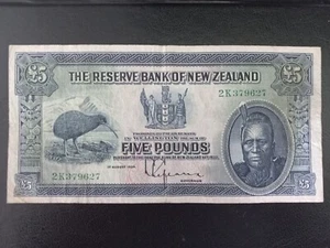New Zealand, £5 Pounds, 1934, L. Lefeaux, (P-156) - Picture 1 of 16