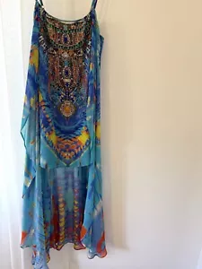 Camilla Take My Hand Overlay Silk Dress Size 2 M Long Short High Low Crystals - Picture 1 of 24