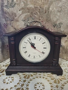 Vntg Wooden Secret Compartment Mantel Clock - Picture 1 of 11