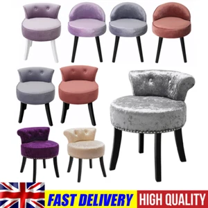 Soft Velvet Padded Makeup Stool Piano Seat Kitchen Bedroom Chair with Backrest - Picture 1 of 47