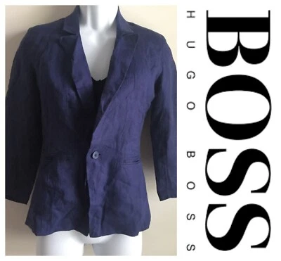 HUGO BOSS JEAN ONE BUTTON CURVED LAPELS WOOL 3/4 袖西装外套 尺寸 36R 595 美元 — 第 1/4 张图片
