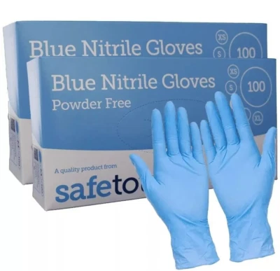 1000 Blue Nitrile Powder & Latex Free Thick Disposable Gloves Food Medical PPE - Image 1 of 2