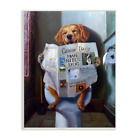 Dog Reading Newspaper Toilet Funny Wall Plaque Art, Multicolor