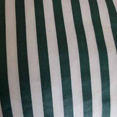 Vintage Sewing Fabric Emerald Green & White Stripe 24x45" Cotton - Image 1 of 3