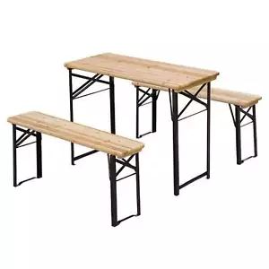 Portable Folding Camping Picnic Trestle Beer Table & Bench Set Garden BBQ Chairs - Picture 1 of 6