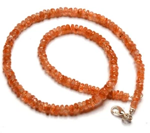 Collar de 16" cuentas rondelle facetadas tamaño 5 a 6 mm gemas de piedra solar natural - Imagen 1 de 5
