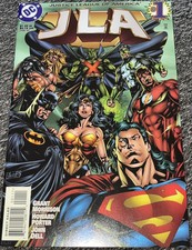 JLA #1 (Jan 1997 DC) Batman Flash Superman 1ST Hyperclan - Grant Morrison VF/VF+