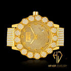 Flower Bezel Custom Yellow Gold Tone Finish Genuine Diamond Dial Ice House Watch