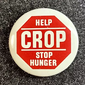 Vintage 1970s 'Help CROP Stop Hunger' Badge / Part of 'Global Village' Movement - Foto 1 di 2