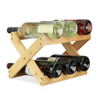 wijnrek bamboe 6 flessen - flessenhouder - flessenrek x-vorm - tafelmodel