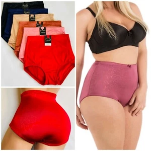 2-6 Pack Women High Waist Light Tummy Control Full Coverage Satin Brief 77 S-2XL - Picture 1 of 16
