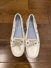 SPERRY Top-Sider Womens 9102468 White Leather Mesh Boat Shoes - Size 7M