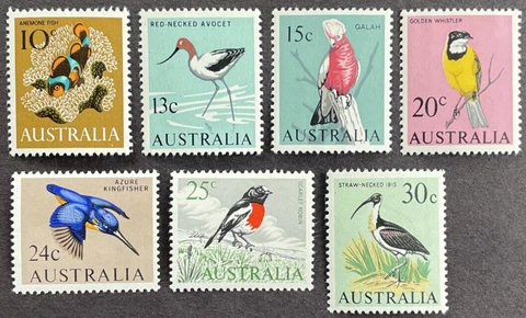Australia 1966 Lot of 7 MNH OG Sc# 405-411 Fish Birds partial set Cover
