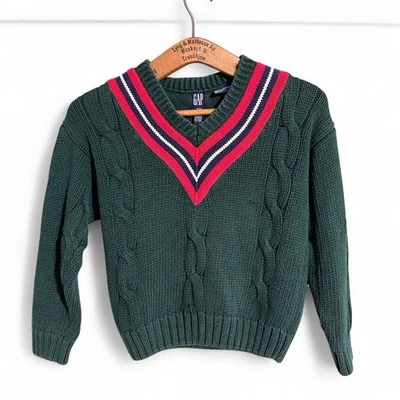 Suéter Tenis Algodón GAP Vintage Juvenil Talla Pequeña Verde Rojo Azul Marino Blanco Años 80 90 Foto 1 de 4