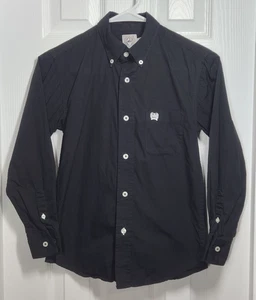 Camicia Cinch Ragazzi S (6-8) Tinta Unita Nera Bottoni Western Rodeo Manica Lunga Gioventù - Foto 1 di 8