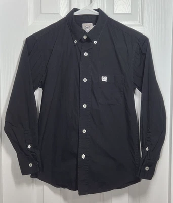 Cinch Boys S (6-8) Solid Black Button Down Shirt Western Rodeo Long Sleeve Youth - Image 1 of 4