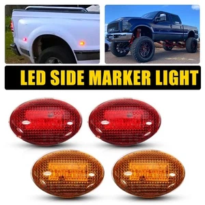 For 99-10 Ford Red F550 Amber Side Marker Fender Dually LED Bed Light Lamps - Imagen 1 de 10