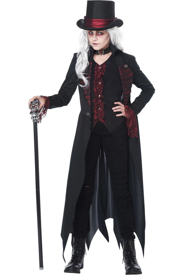 Disfraz de vampiro medieval para niñas gótico vampiro sombrero de copa Halloween 00416 Foto 1 de 1