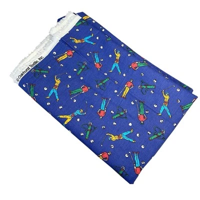 VINTAGE 90s OAKHURST TEXTILE Golfing Pattern Fabric Scrap Cotton 1300 sq inches - Image 1 of 4