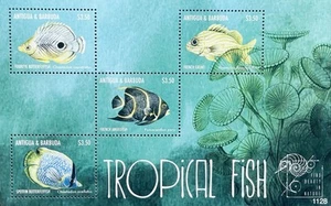 ANTIGUA TROPICAL FISH STAMPS SHEET MNH 2011 ANGELFISH BUTTERFLYFISH MARINE LIFE - Picture 1 of 1
