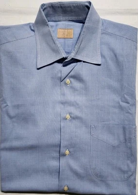 Gitman Bros Dress Shirt Mens Blue Plaid Made in USA Button Up 17/34 - Image 1 of 4