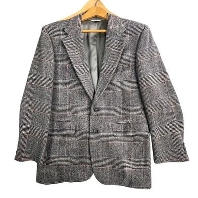 VTG Savile Row Traditions Blazer Mens 40 Gray Plaid Wool Sports Coat USA Made - Image 1 of 4