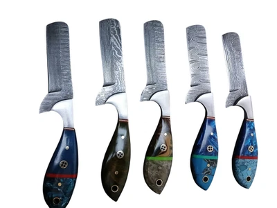 Дамасский бычий нож ручной работы 8 дюймов с кожаными ножнами ковбойский нож - Изображение 1 из 4