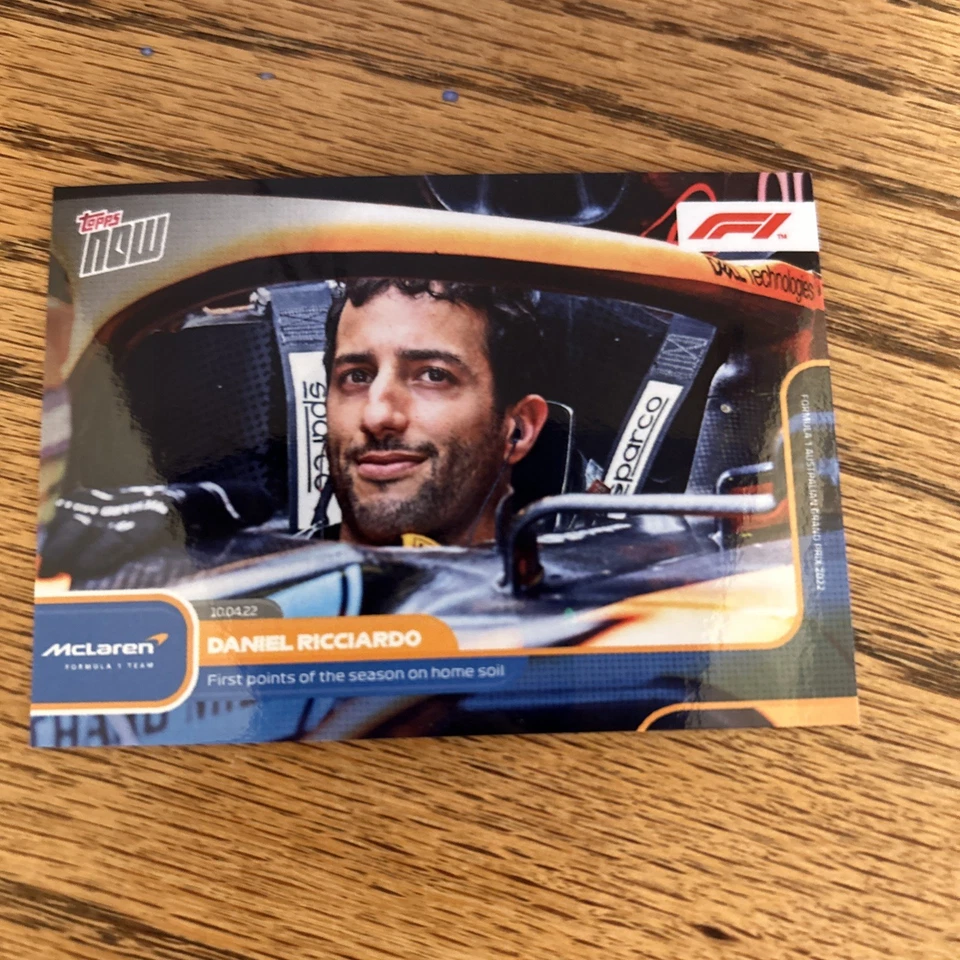 2022 Topps Now F1 #11 DANIEL RICCIARDO SCORES POINTS AT HOME AUSTRAILIA In Hand - Image 1 of 1