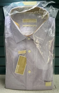 Michael Kors Mens Dress Shirt Lilac plaid gingham slim fit 16 1/2 L 34/35 - Picture 1 of 13