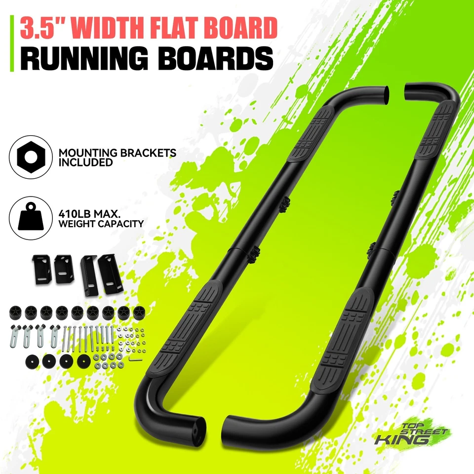 Barras Nerf redondas de acero negro 410 lb 3,5" estribo para Suburban Ram 1500 99-09 Foto 1 de 4