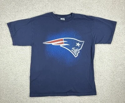 全新英格兰爱国者队衬衫 男式 大号 海军蓝 复古 90 年代 NFL 足球 — 第 1/4 张图片