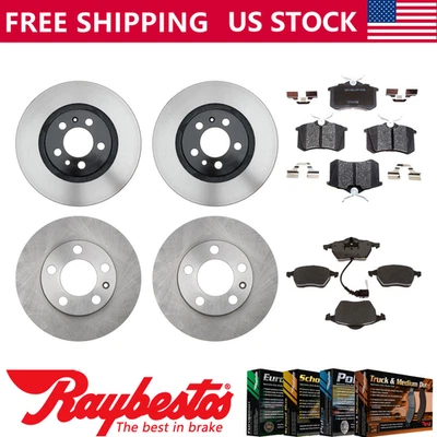 Rotores de freno delanteros traseros y pastillas de freno metálicas Raybestos para Volkswagen Golf 2001 Foto 1 de 4